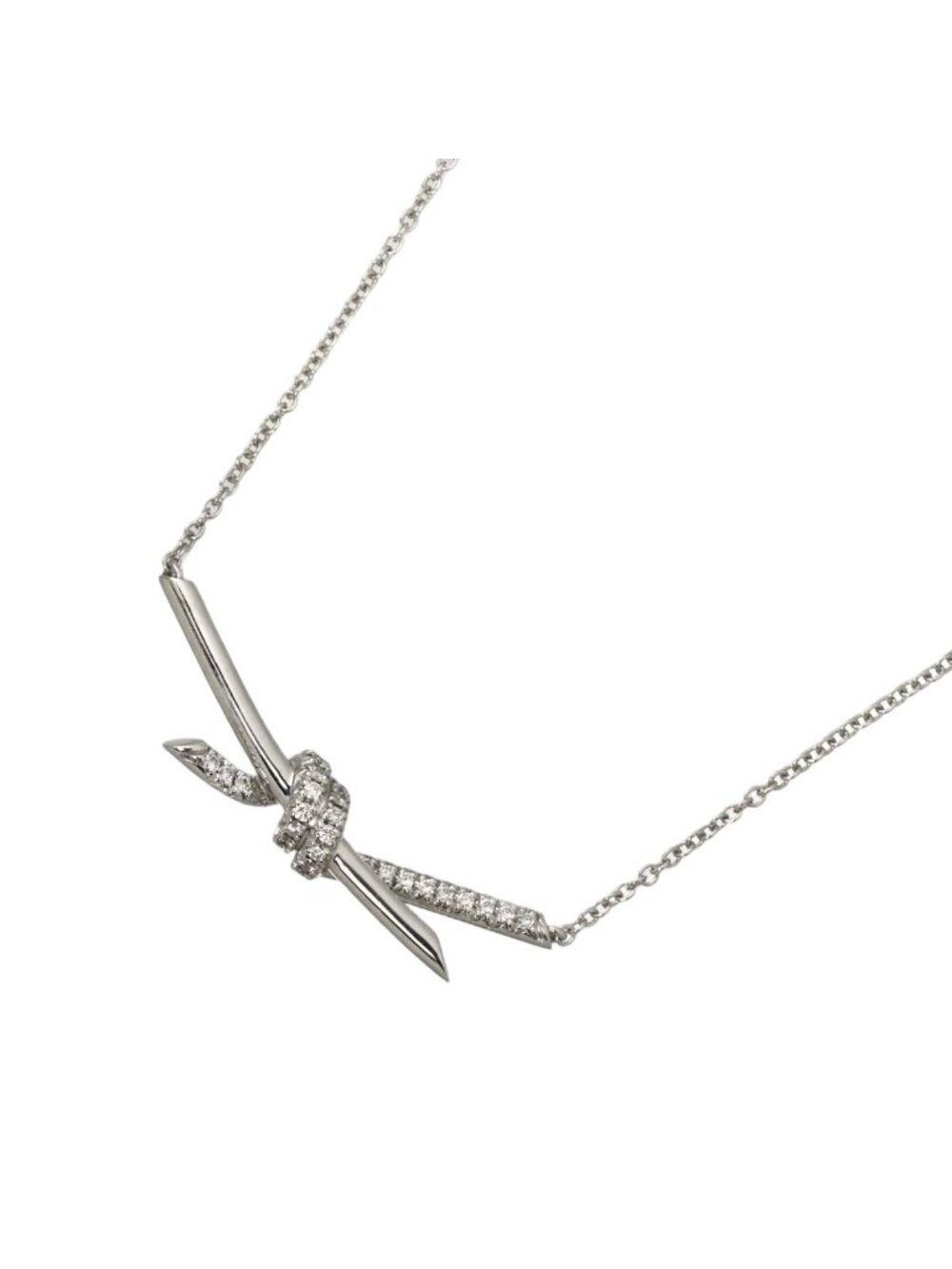 Tiffany & Co Knot Diamond Necklace 43 18k White Gold